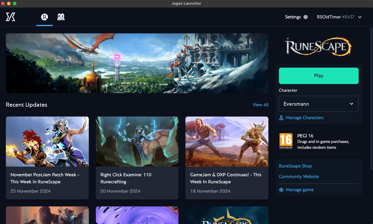 Jagex Launcher App Interface